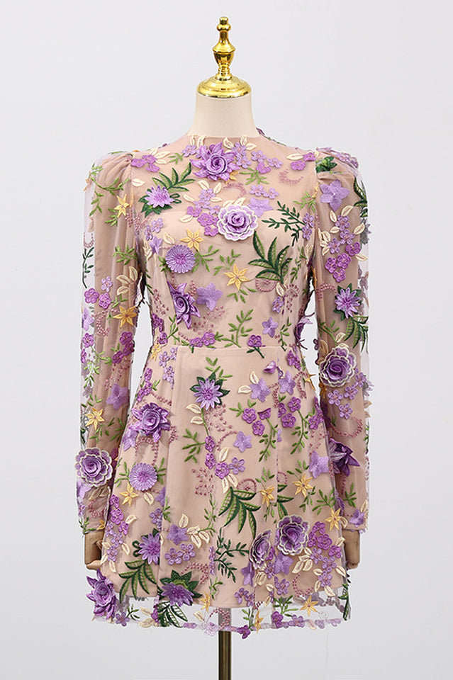 Lara Floral Applique Mini Dress | Dress In Beauty