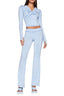 Fitted knit hoodie and trackpant set with V-neckline and thumbholes - View 27 | TEVQA