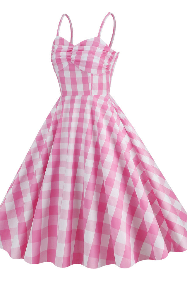 Barbie Movie Margot Pink Plaid Check Dress | Dress In Beauty