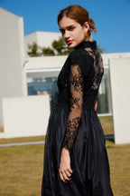Jamie Black Floral Lace Stitching Dress - View 6 | TEVQA