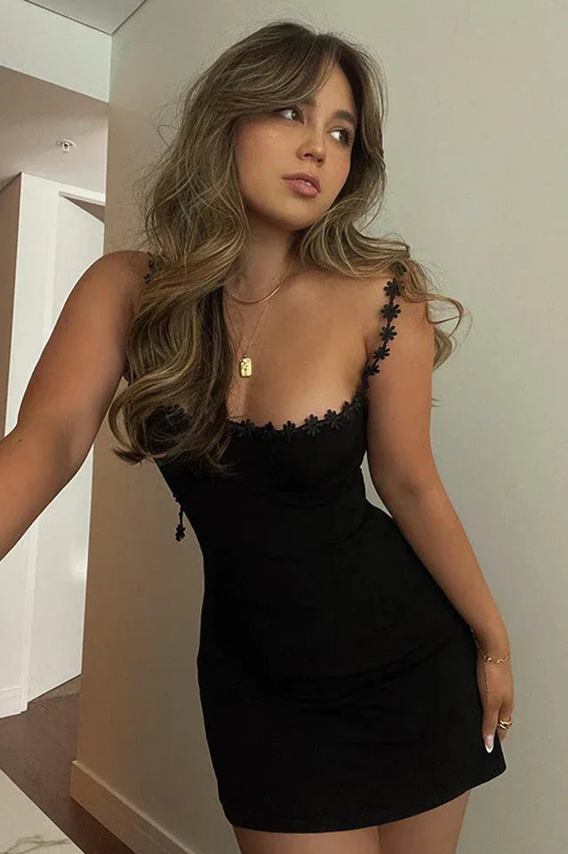 Tayna Black Mini Dress - TEVQA