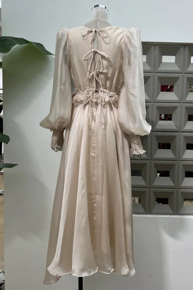 Floral Appliqué Midi Dress - View 12 | TEVQA