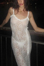 White Lace Maxi Dress - View 8 | TEVQA