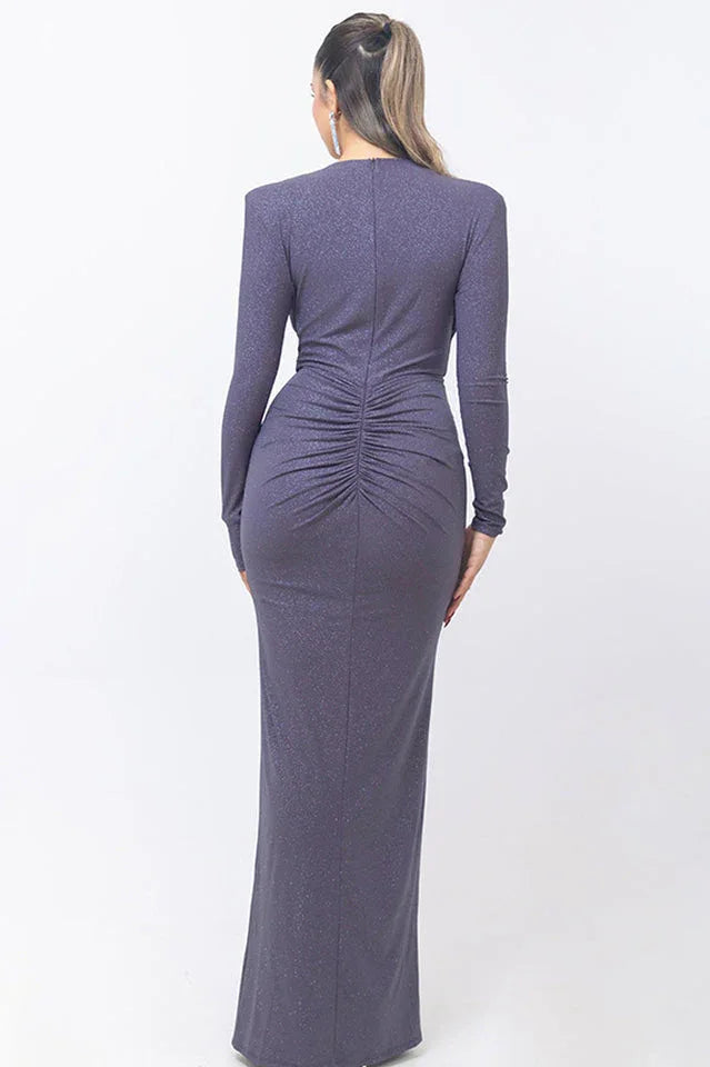 Sequin long sleeve evening dress - View 9 | TEVQA