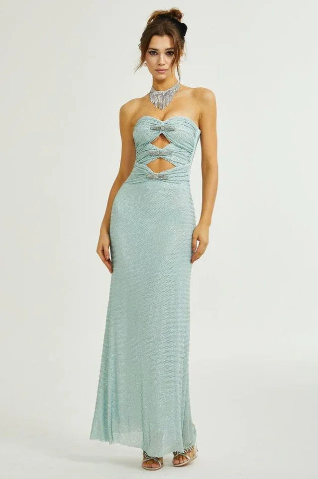 Sebille Embellished Bow Detail Maxi Dress - TEVQA