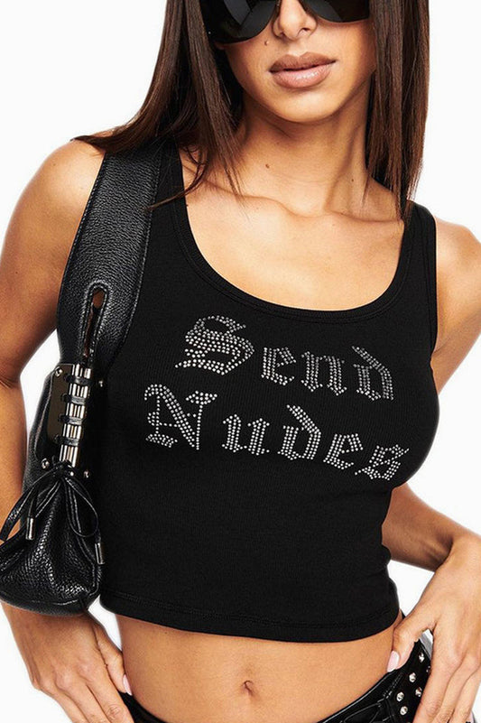 Send Nudes Rhinestone Tank Top | Dress In Beauty
