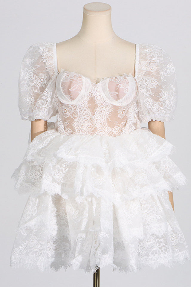 Alix Puff Shoulder Tiered Mini Dress | Dress In Beauty