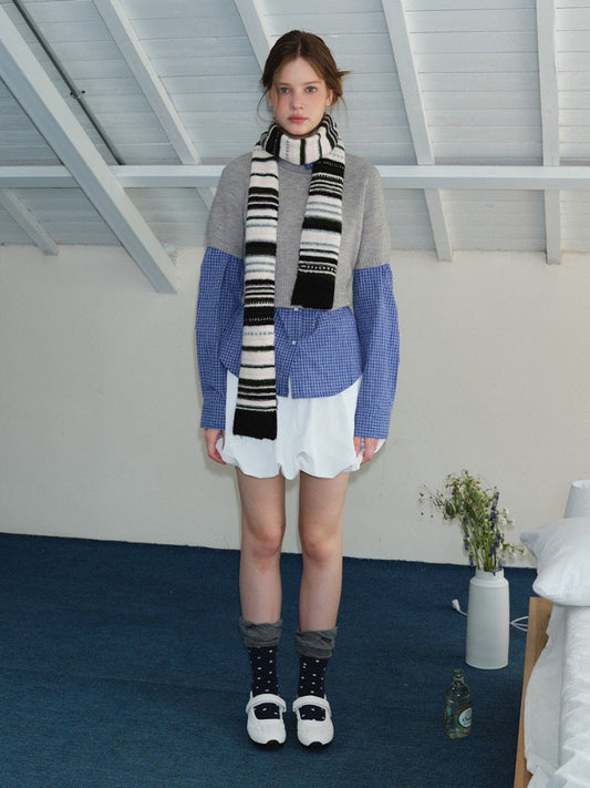 Soft Wool Blend Striped Knit Scarf