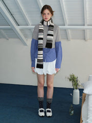 Soft Wool Blend Striped Knit Scarf