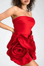 Strapless 3D Flower Mini Dress - TEVQA