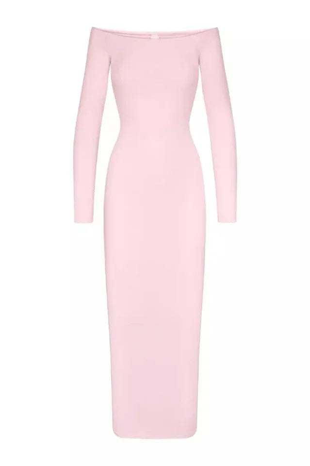 Off-shoulder ribbed knit maxi dress - View 11 | TEVQA