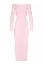Off-shoulder ribbed knit maxi dress - View 11 | TEVQA