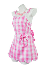 Barbie Movie Margot Pink Plaid Check Dress | Dress In Beauty