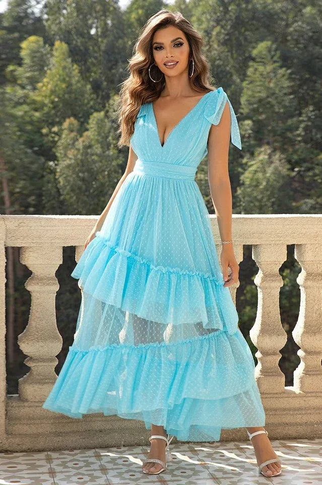 Tulle Ball Dress with Ruffles - TEVQA Main image