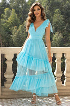 Tulle Ball Dress with Ruffles - TEVQA