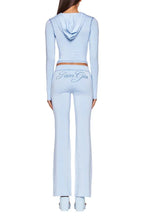 Fitted knit hoodie and trackpant set with V-neckline and thumbholes - View 28 | TEVQA