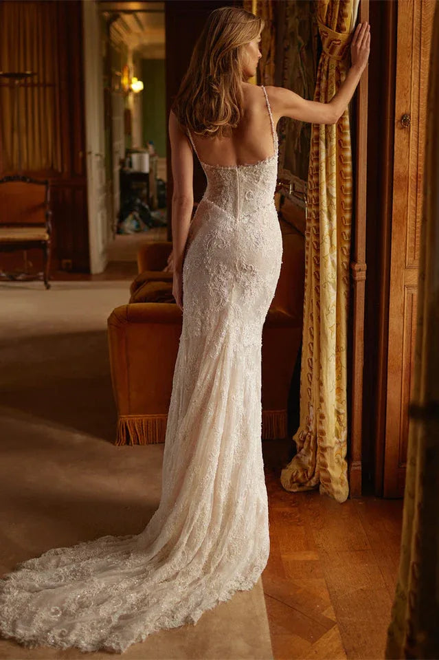 Lace Maxi Dress with Train & Slit Secondary image