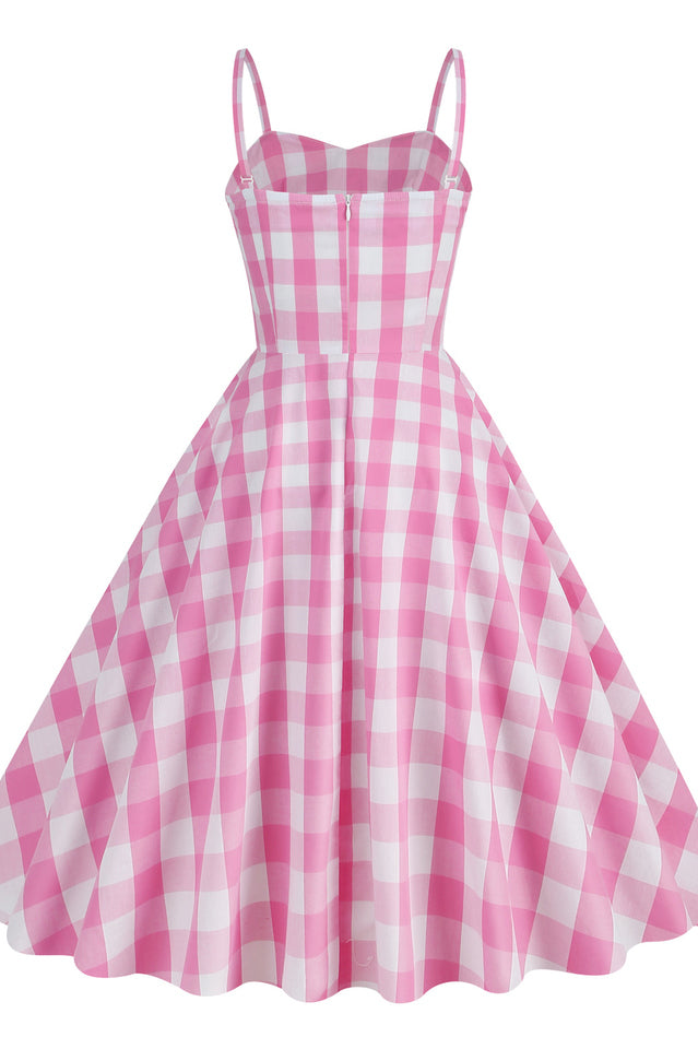 Barbie Movie Margot Pink Plaid Check Dress | Dress In Beauty