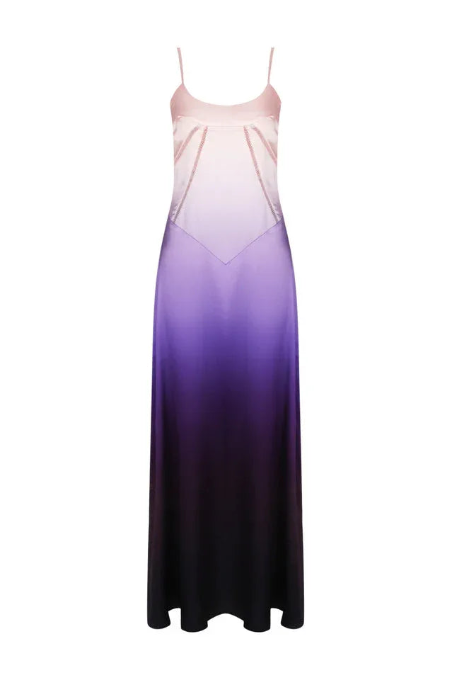 Ombre Print Lace Up Maxi Dress - View 7 | TEVQA