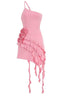 Rose Detail One Shoulder Mini Dress - View 10 | TEVQA