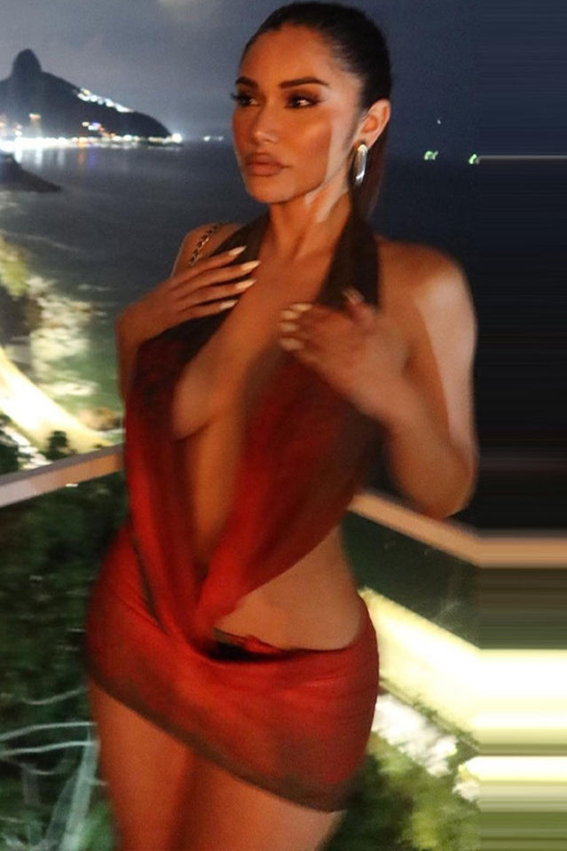 Backless Mesh Halter One Step Skirt | Dress In Beauty