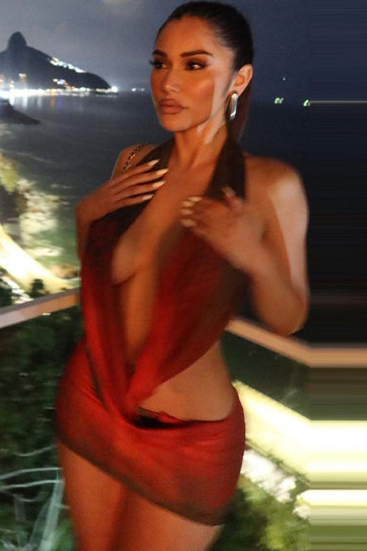 Backless Mesh Halter One Step Skirt | Dress In Beauty