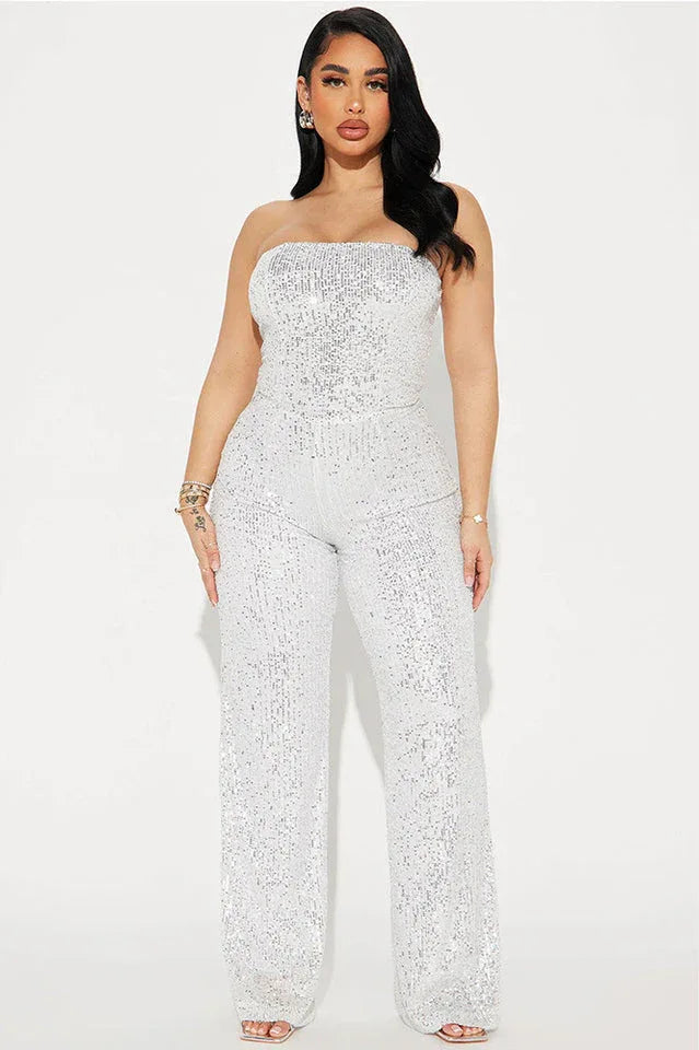 Lets Sparkle On Sequin Jumpsuit - TEVQA