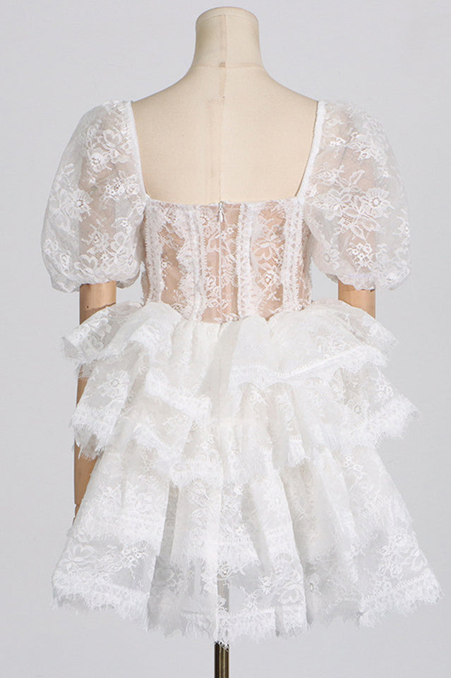 Alix Puff Shoulder Tiered Mini Dress | Dress In Beauty