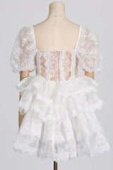 Alix Puff Shoulder Tiered Mini Dress | Dress In Beauty