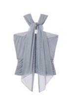 Gray ruched halter top with O-ring detail - View 8 | TEVQA