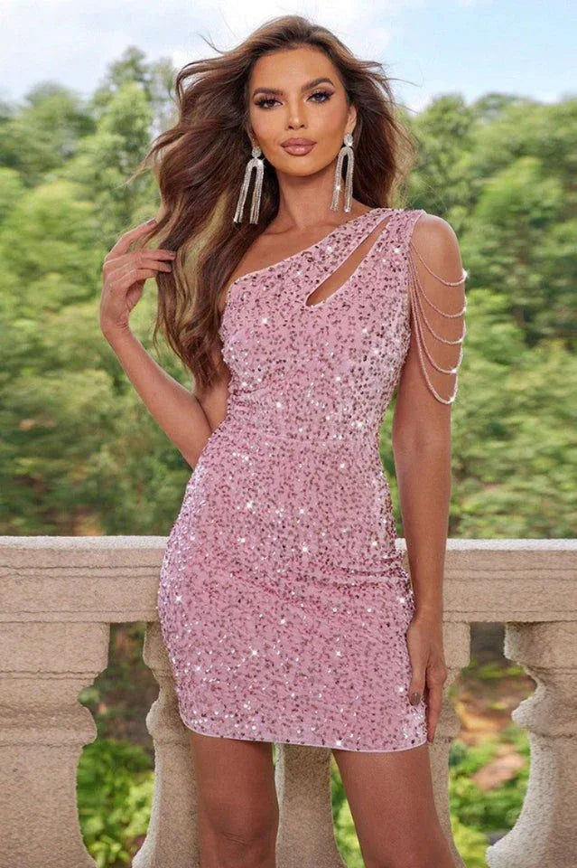 Sequin one-shoulder dress - View 8 | TEVQA