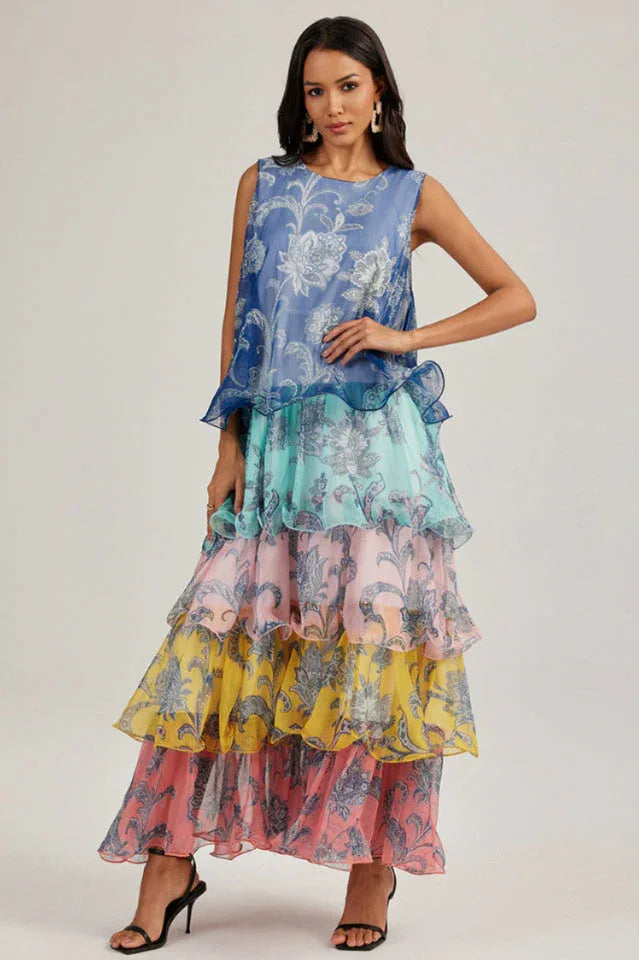 Floral Tiered Maxi Dress with Ruffles Secondary image