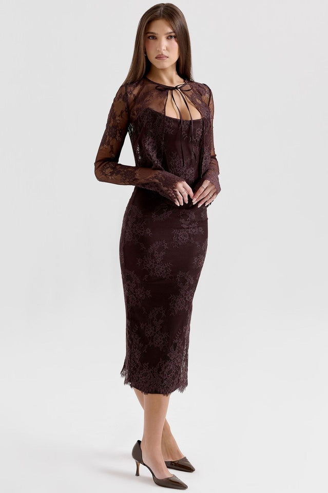 Larra Lace Tie Neck Midi Dress | Dress In Beauty