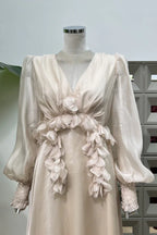 Floral Appliqué Midi Dress - View 13 | TEVQA