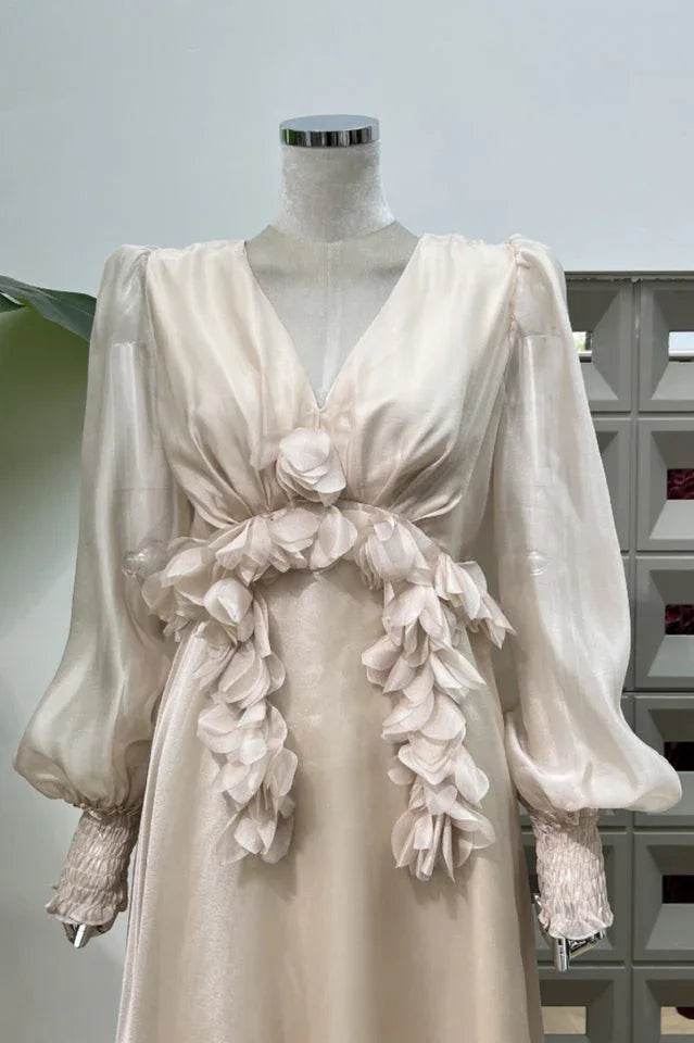 Floral Appliqué Midi Dress - View 13 | TEVQA