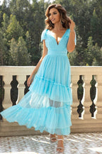 Tulle Ball Dress with Ruffles - TEVQA
