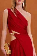 One Shoulder Ruched Cut Out Maxi Dress | Dress In Beauty