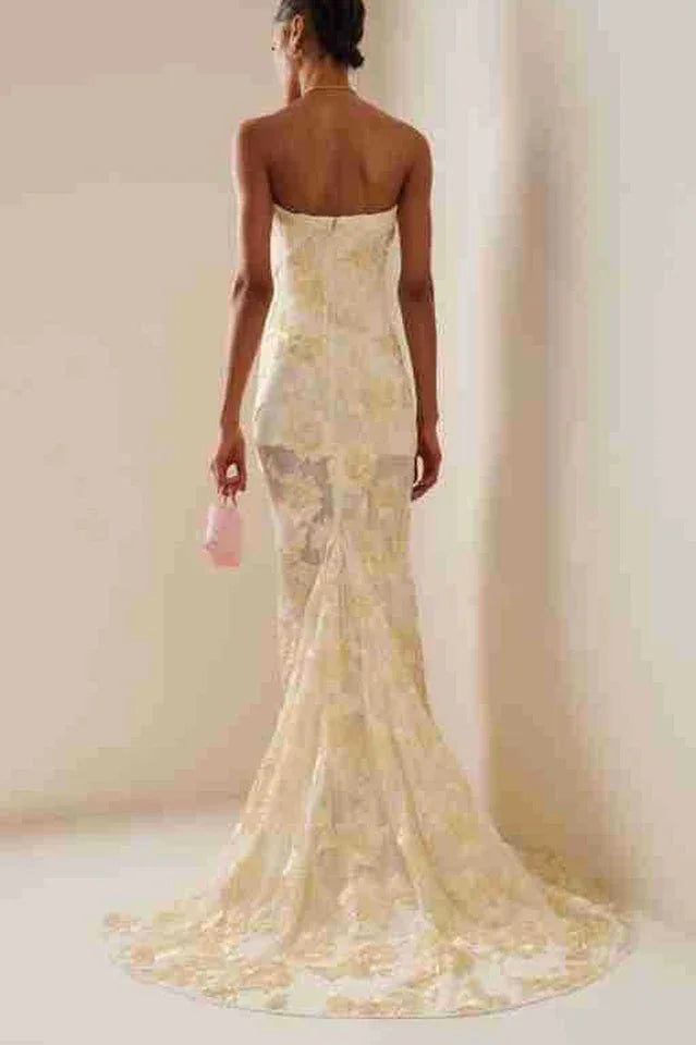 Strapless floral maxi dress - View 8 | TEVQA