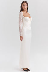 Vintage Ivory Satin Maxi Dress | Dress In Beauty