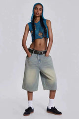 Light Wash Jumbo Jorts | Dress In Beauty