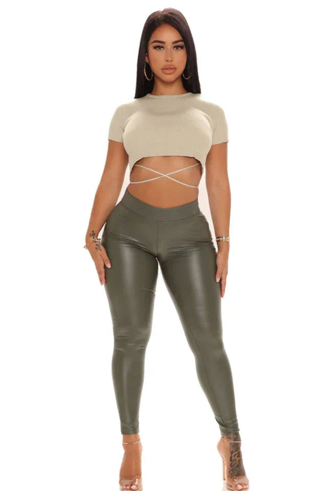 Liliana Faux Leather Leggings - TEVQA