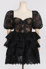 Alix Puff Shoulder Tiered Mini Dress | Dress In Beauty