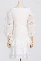 Raina White One-Shoulder Embroidered Set - View 7 | TEVQA