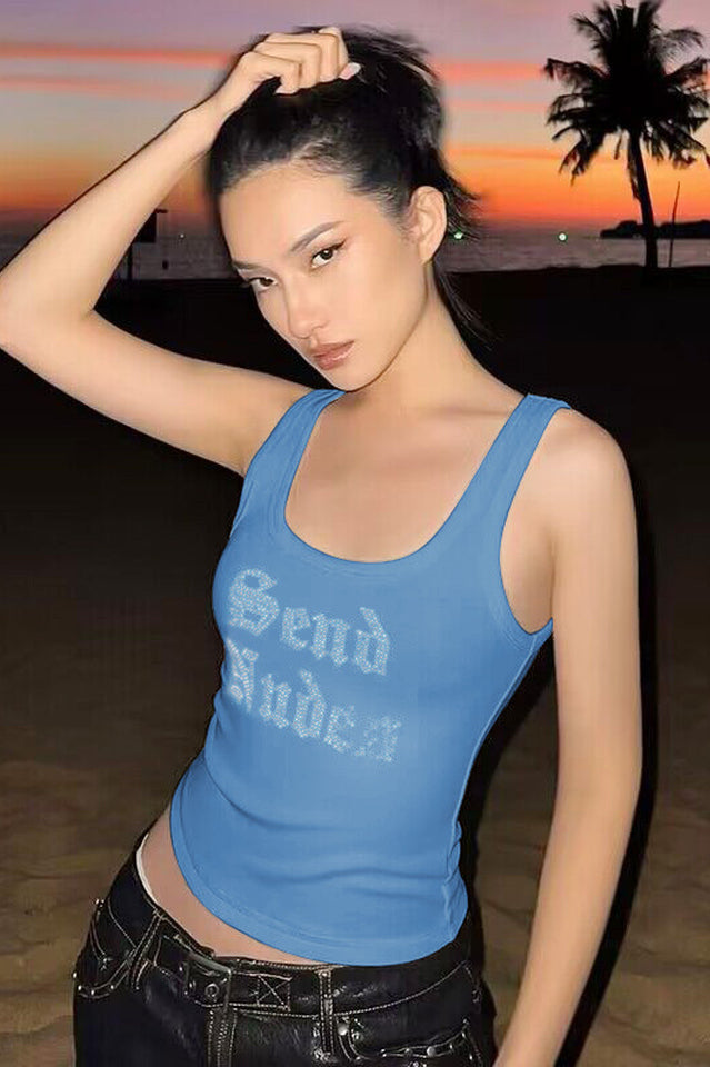 Send Nudes Rhinestone Tank Top | Dress In Beauty