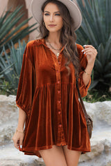 Chestnut Ruffle Velvet Tunic Top | Dress In Beauty