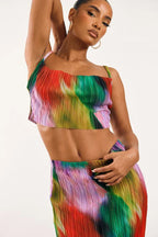 Pleated cow neck top and maxi skirt set - View 29 | TEVQA