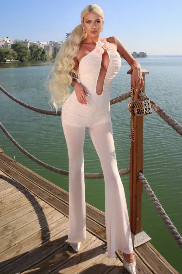 Vissarion 3D Flower Pleat Jumpsuit - TEVQA