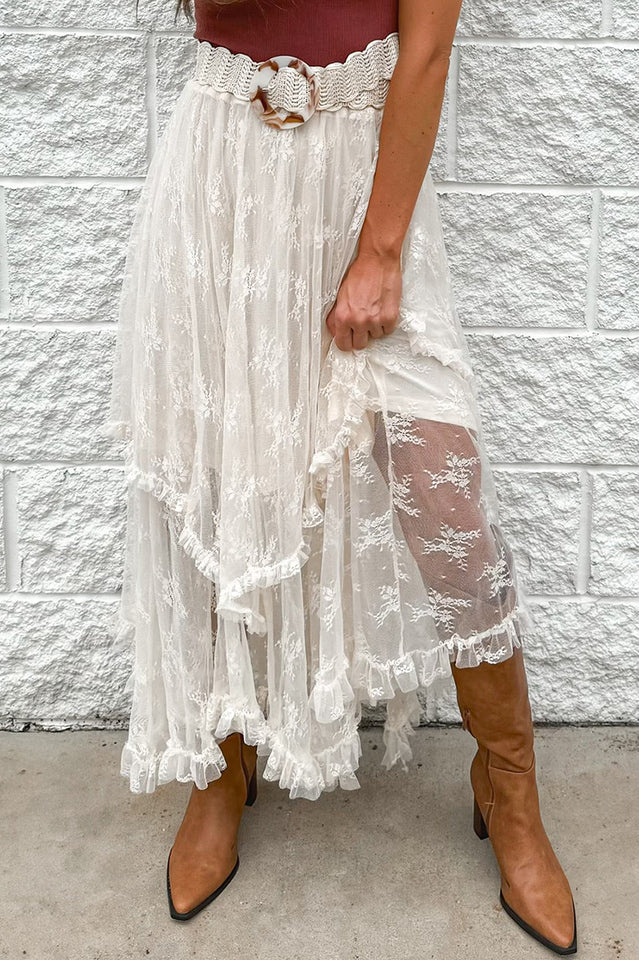Lace Cascading Tiered Maxi Skirt | Dress In Beauty