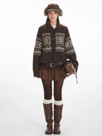 Vintage Fair Isle Toggle Button Cardigan - TEVQA