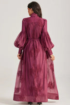 Embroidered Lace-Up Maxi Dress - View 6 | TEVQA